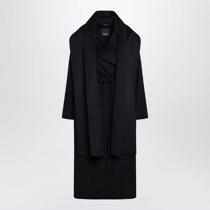'S Max Mara Dark Blue Wool And Cashmere Dressing Gown Coat