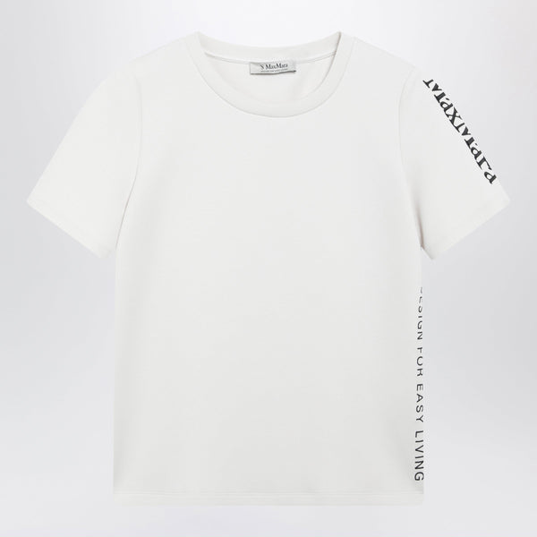 Écru Cotton-Blend T-Shirt With Embroidered Logo