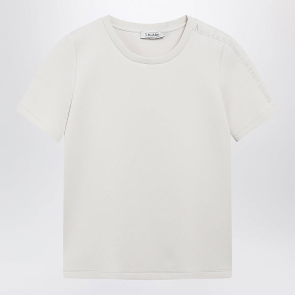 Beige Cotton-Blend T-Shirt With Embroidered Logo