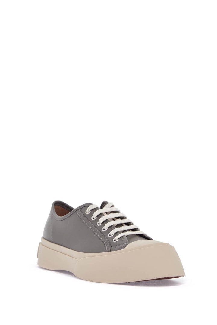 Elegant Gray Calfskin Men's Sneakers