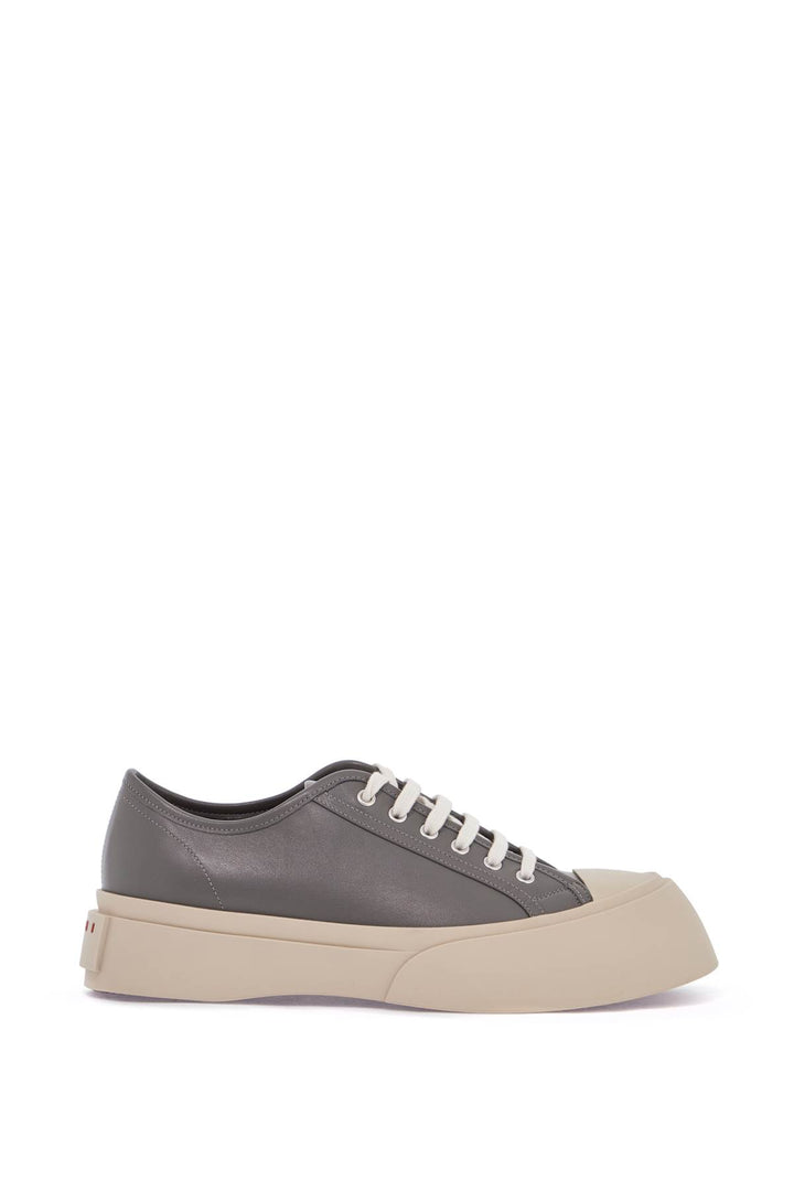 Elegant Gray Calfskin Men's Sneakers