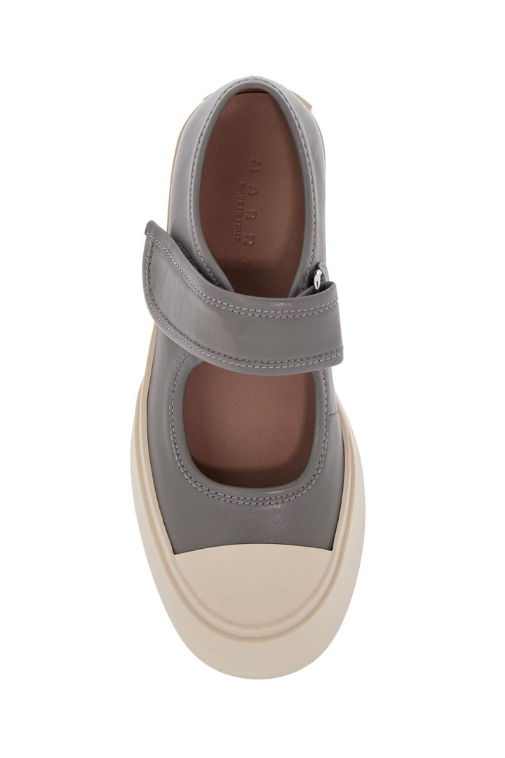 Gray Calfskin Low Top Sneakers With Hook And Loop Closure