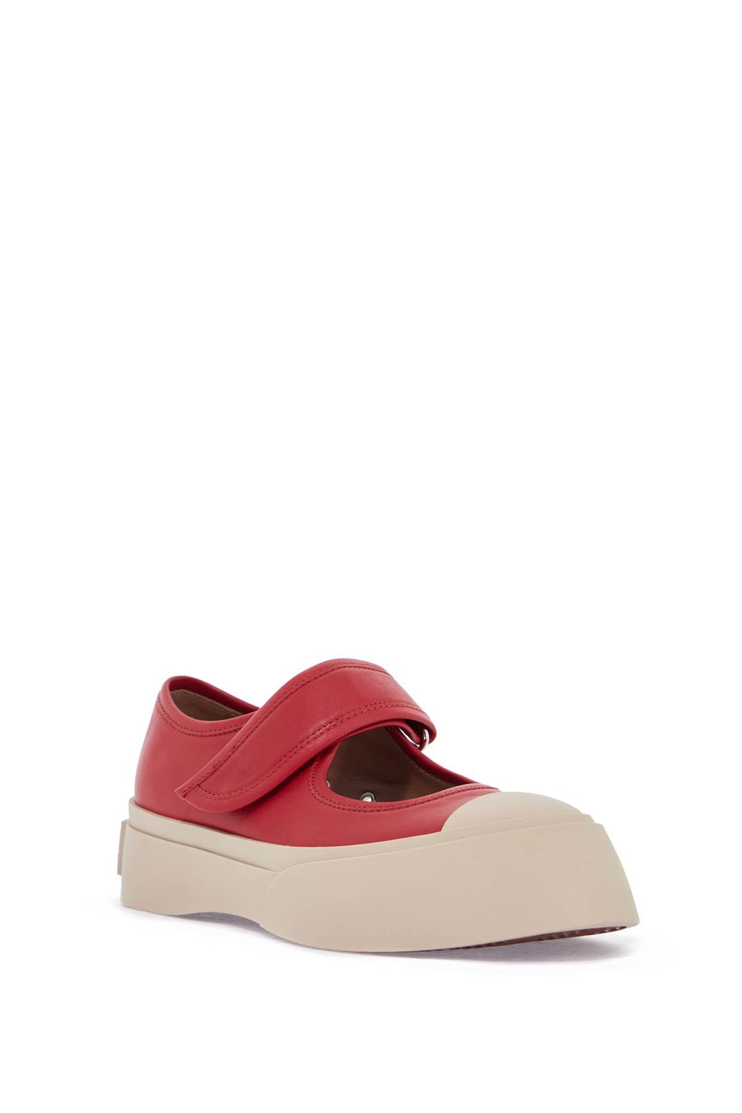 Intense Crimson Calfskin Sneakers With Velcro Closure