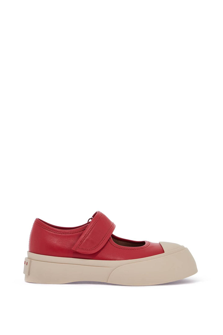 Intense Crimson Calfskin Sneakers With Velcro Closure