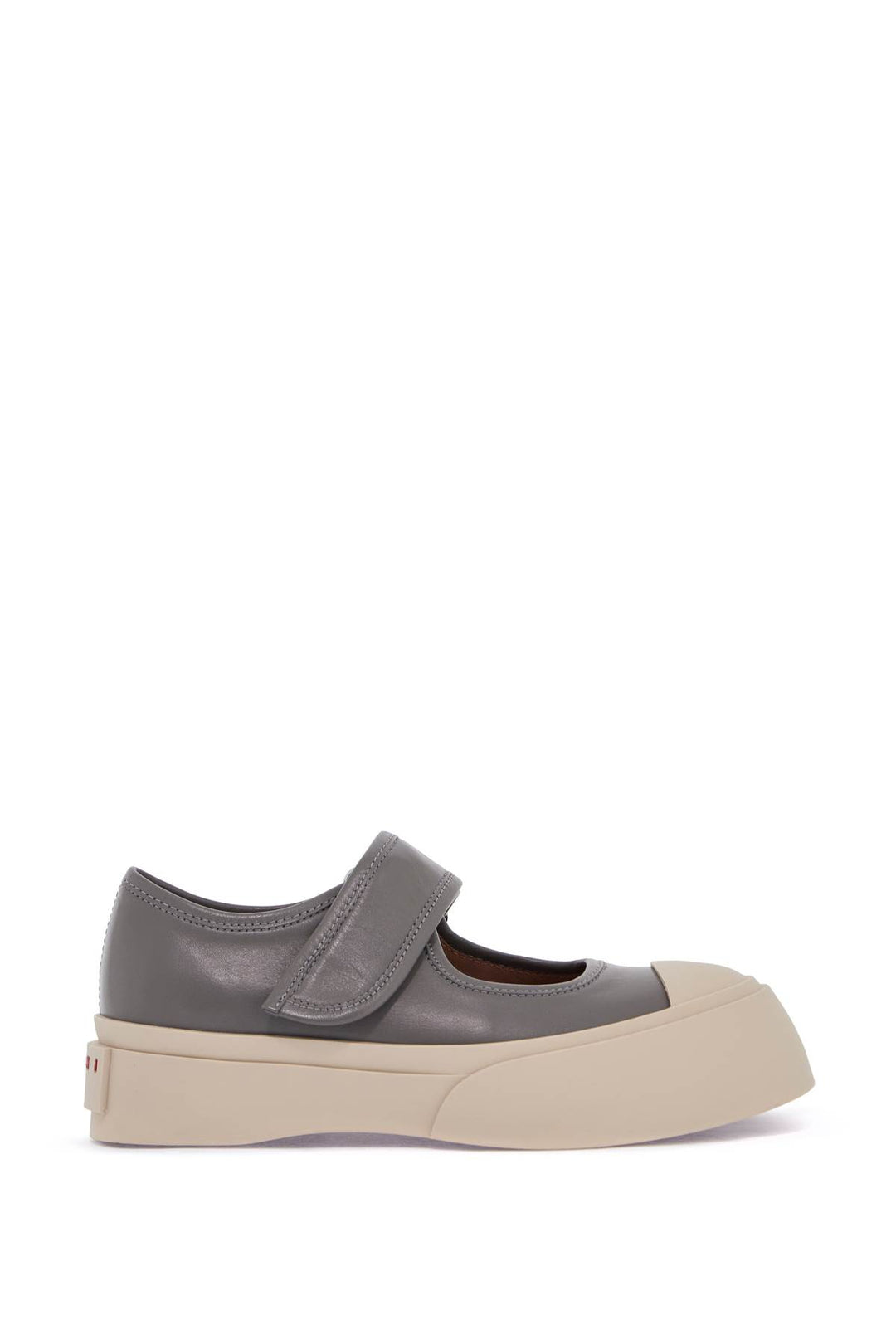 Gray Calfskin Low Top Sneakers With Hook And Loop Closure