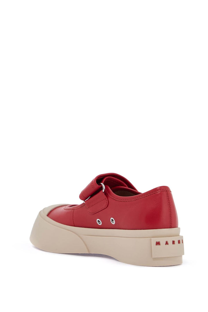 Intense Crimson Calfskin Sneakers With Velcro Closure