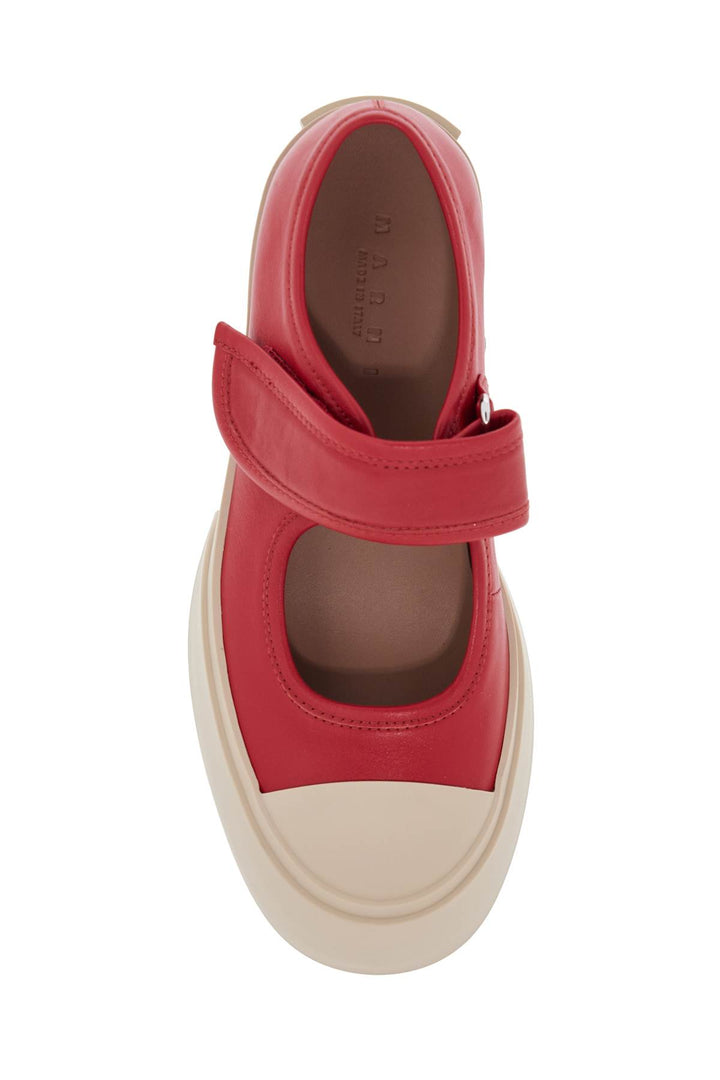 Intense Crimson Calfskin Sneakers With Velcro Closure