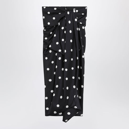 Knot Skirt In Black Polka-Dot Silk