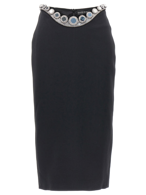 Puffer Circle Embroidery Skirts Black