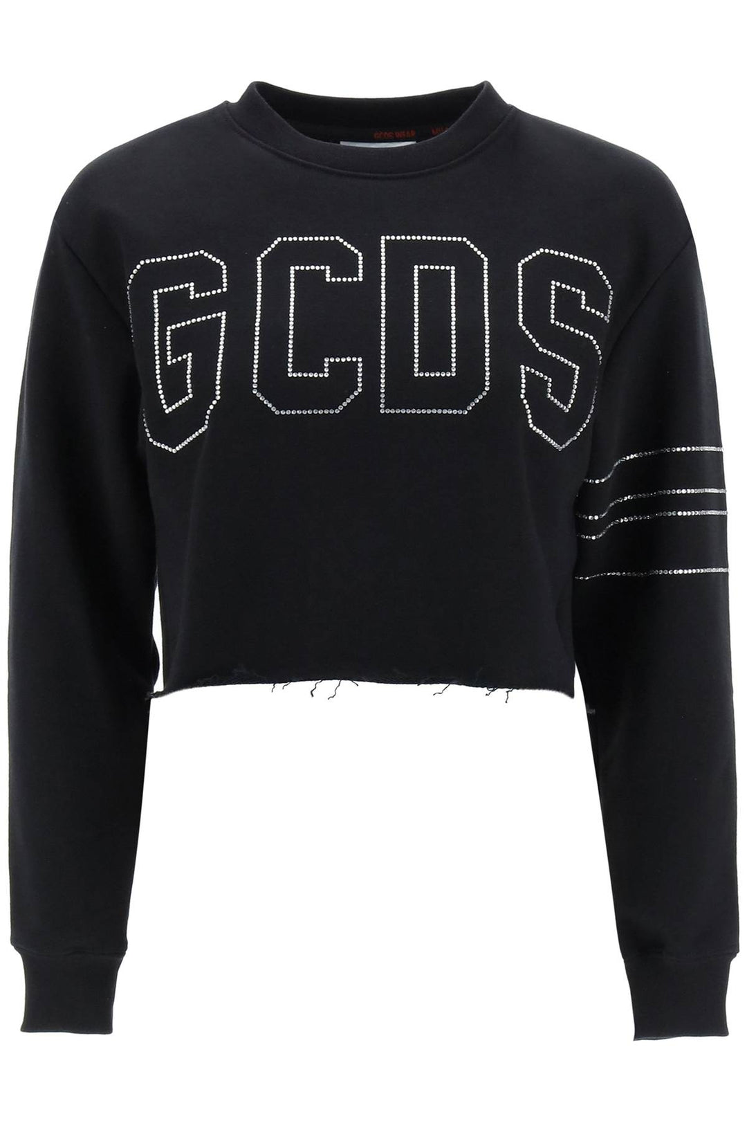 Cropped Sweatshirt With Rhinestone Logo