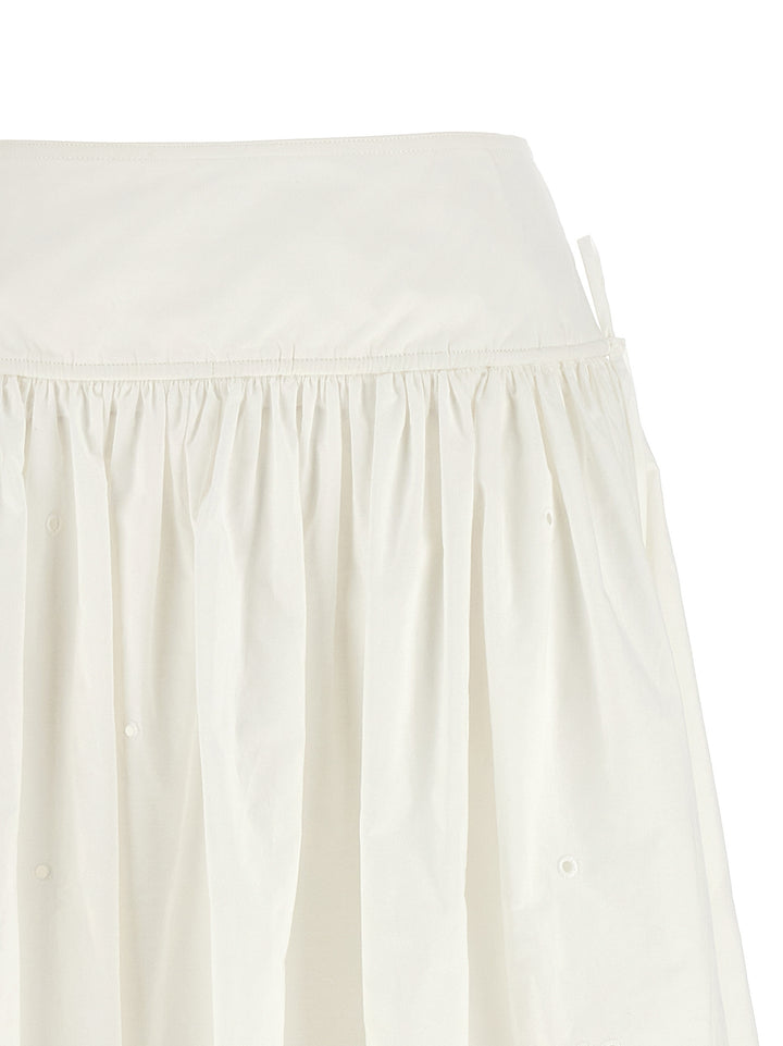 Self Portrait White Cotton Embroidered Midi Skirts - White | 7f8d2a30270790366a8feecd053918db09c4b3ef