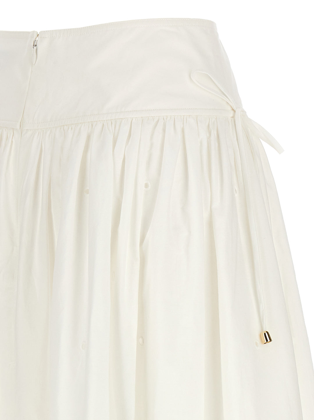 Self Portrait White Cotton Embroidered Midi Skirts - White | 44c5925e3797b122aebaff2b7365a62749083766
