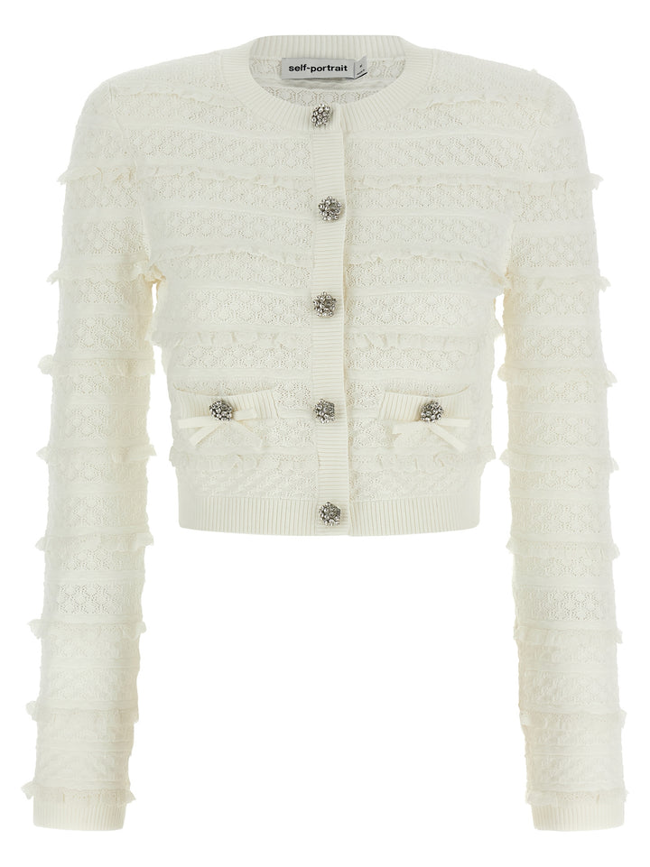 Self Portrait Pointelle Diamante Sweaters and Cardigans - White | 17f6a7758d83881adaa5e4c38a5c4cd1ba3e18eb