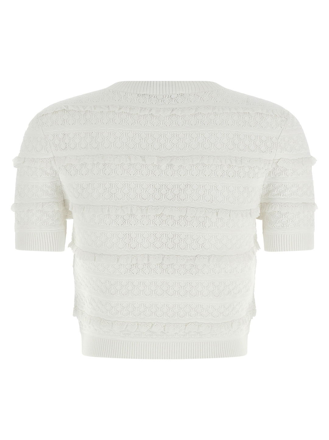 Self Portrait Pointelle Knit Tops - White | 27619c293137709cbedc84c91093edba5d684989