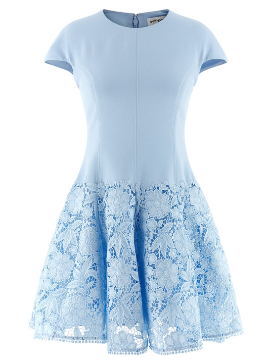 Blue Crepe Lace Dresses Light Blue