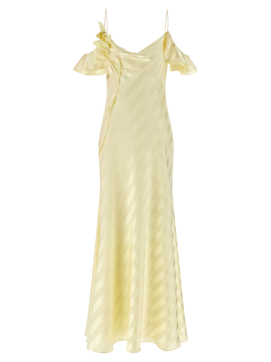 Self Portrait Satin Striped Dresses - Yellow | 65ba06aa812decf0d26156c3e4ca5611f0163f49