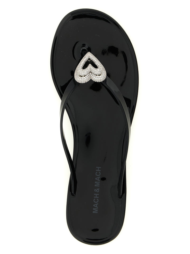 Mach & Mach Double Heart Sandals - Black | 78843a294cacdee7c6848f4d0a5984e86e203b37