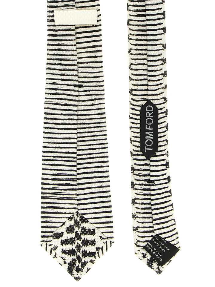 Tom Ford Snake Print Tie Ties and Papillon - White/Black | e8948d90636e5a3150dcae602f40a2b3004cdecc