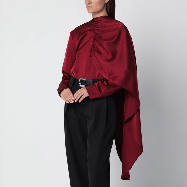 Burgundy Koa Draped Satin Blouse