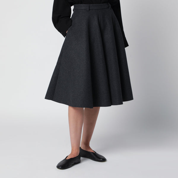 Dark Grey Flared Full Skirt