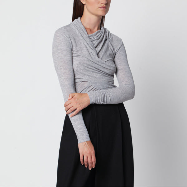 Grey Draped Jersey Top