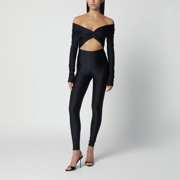 Black Kendall Jumpsuit In Glossy Stretch Lycra