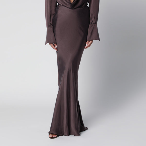 Long Rouge Noir Satin Skirt