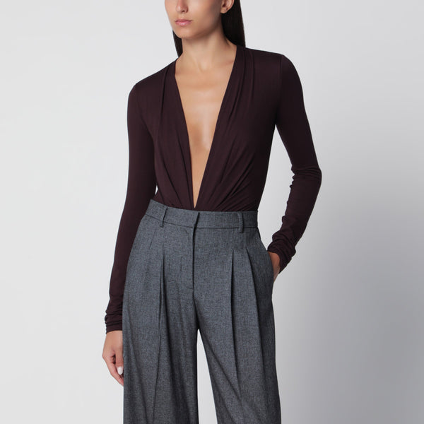 Deep Neckline Rouge Noir Stretch Jersey Bodysuit