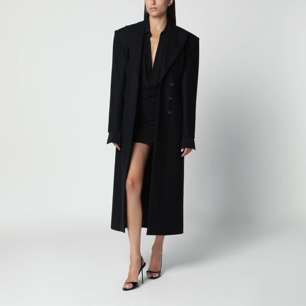 Black Single-Breasted Coat With Structured Shoulders