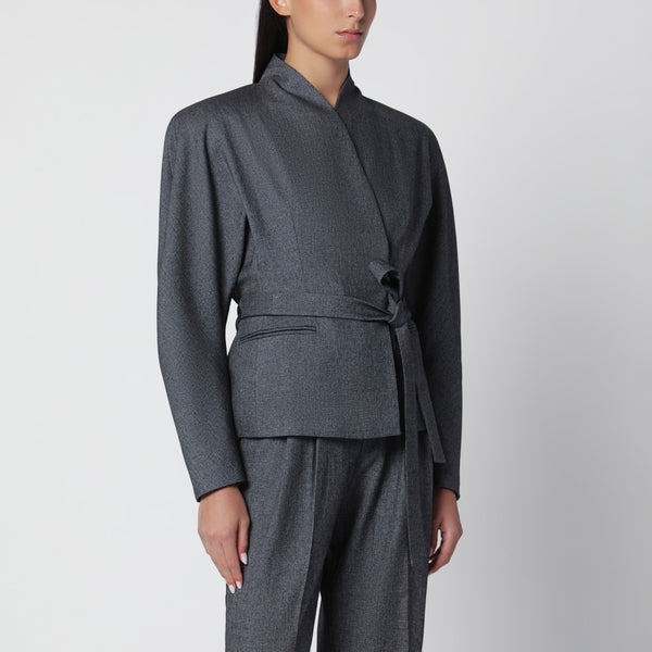 Coordinated Belt Jacket In Grey Mélange