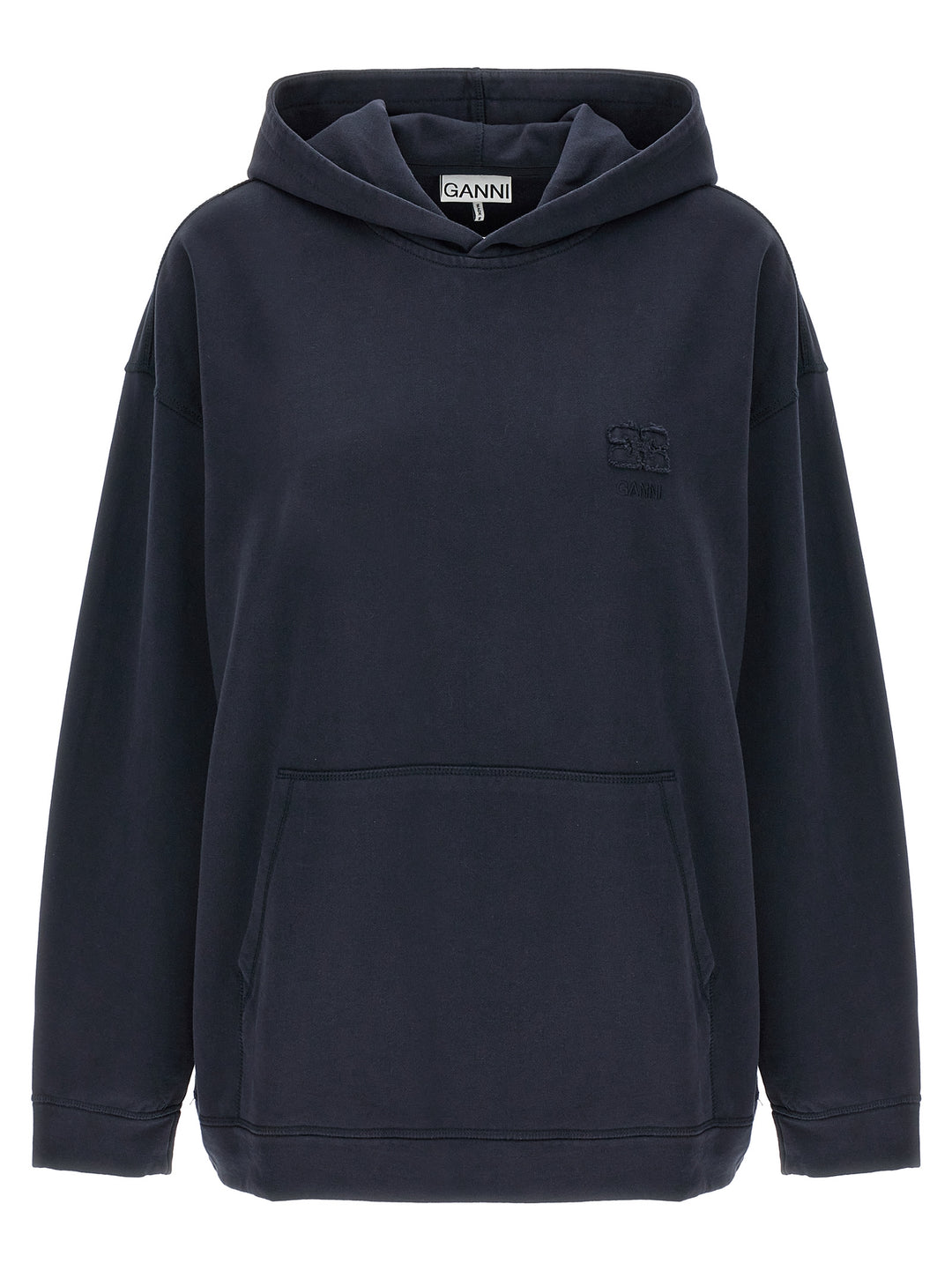 Logo Embroidery Hoodie Sweatshirt Blue