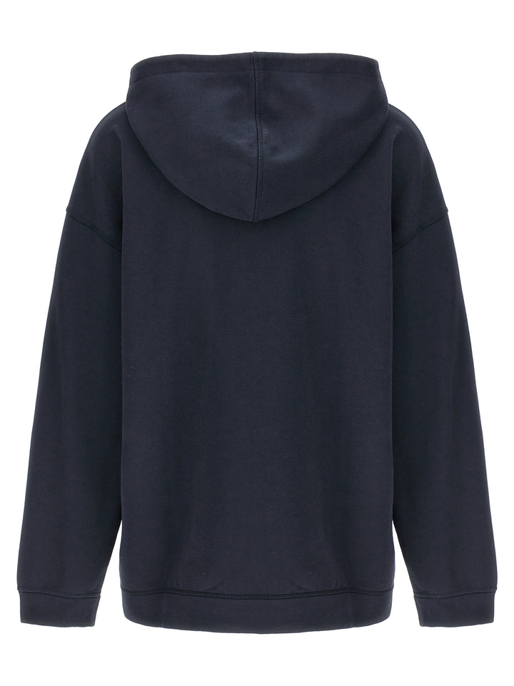 Logo Embroidery Hoodie Sweatshirt Blue