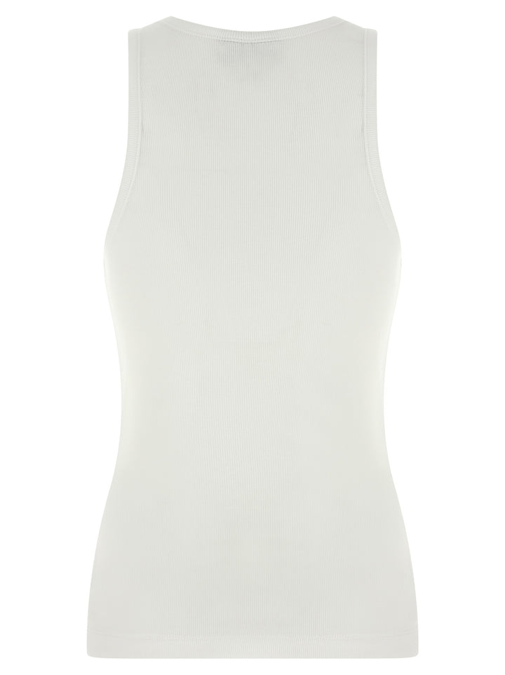 Ganni Ribbed Top Tops - White | 16f9483ca3e4ddde9381f28c757e6bd64fcbddd1