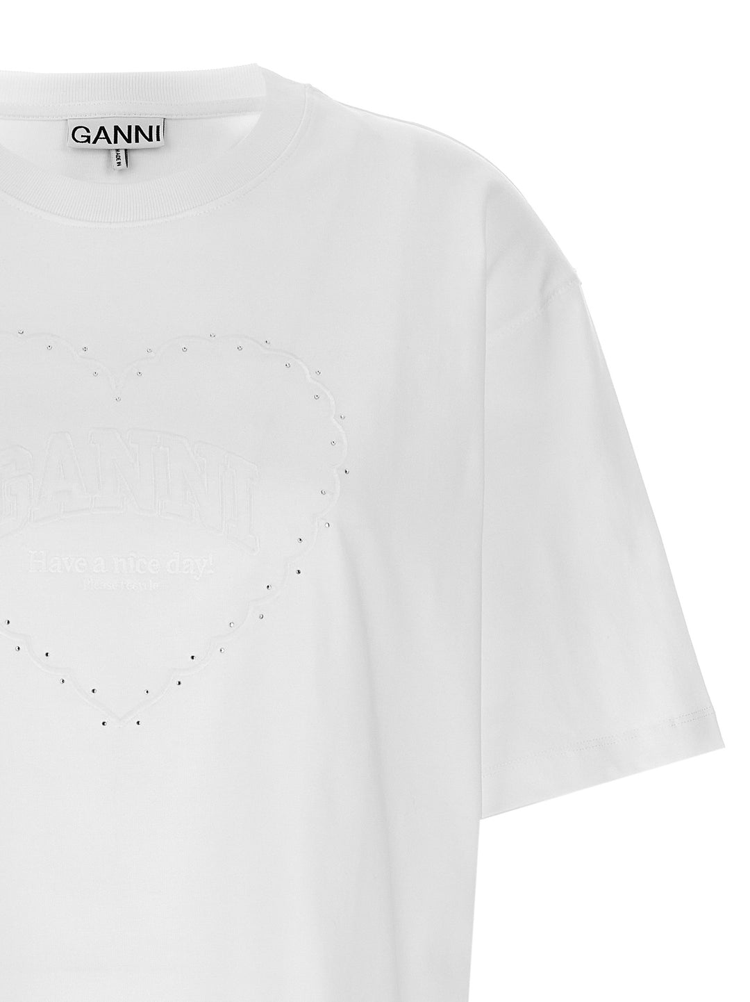 Rhinestone Logo Embroidery T-Shirt White