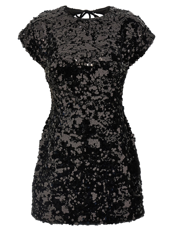 Velvet Sequins Mini Dresses Black