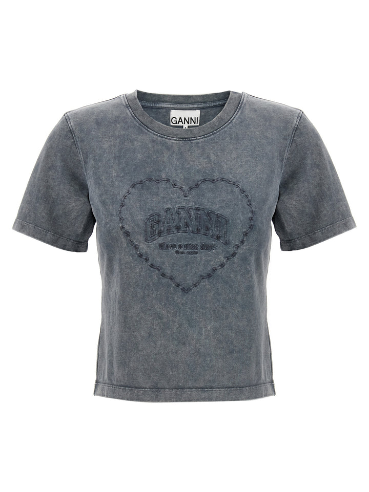 Ganni Grey Washed Heart T-shirt - Gray | 168bebf3c1375b37fbbee4e7baecf5648c2469dd