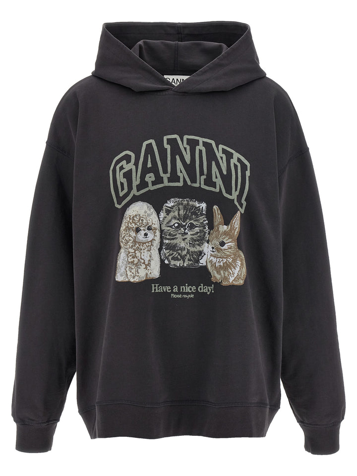 Ganni Grey Animal Print Sweatshirt - Gray | ded0a2c70d39838ac0ffdd115c1e99c87e72ff41