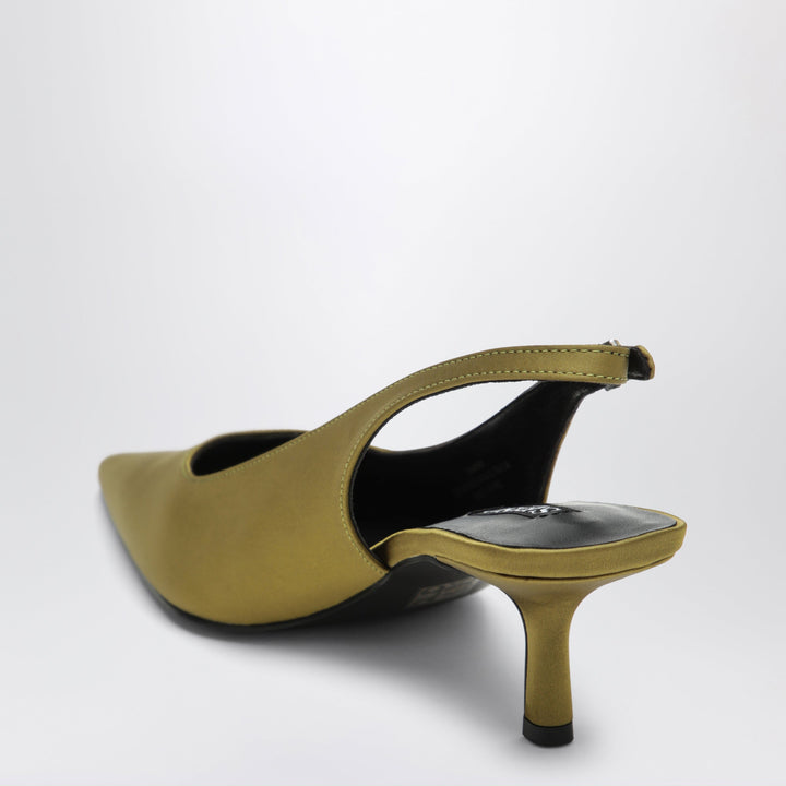 Senso Olive Green Tamara Satin Slingback Pumps