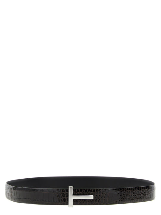 Reversible Crocodile Leather Belt Belts Brown