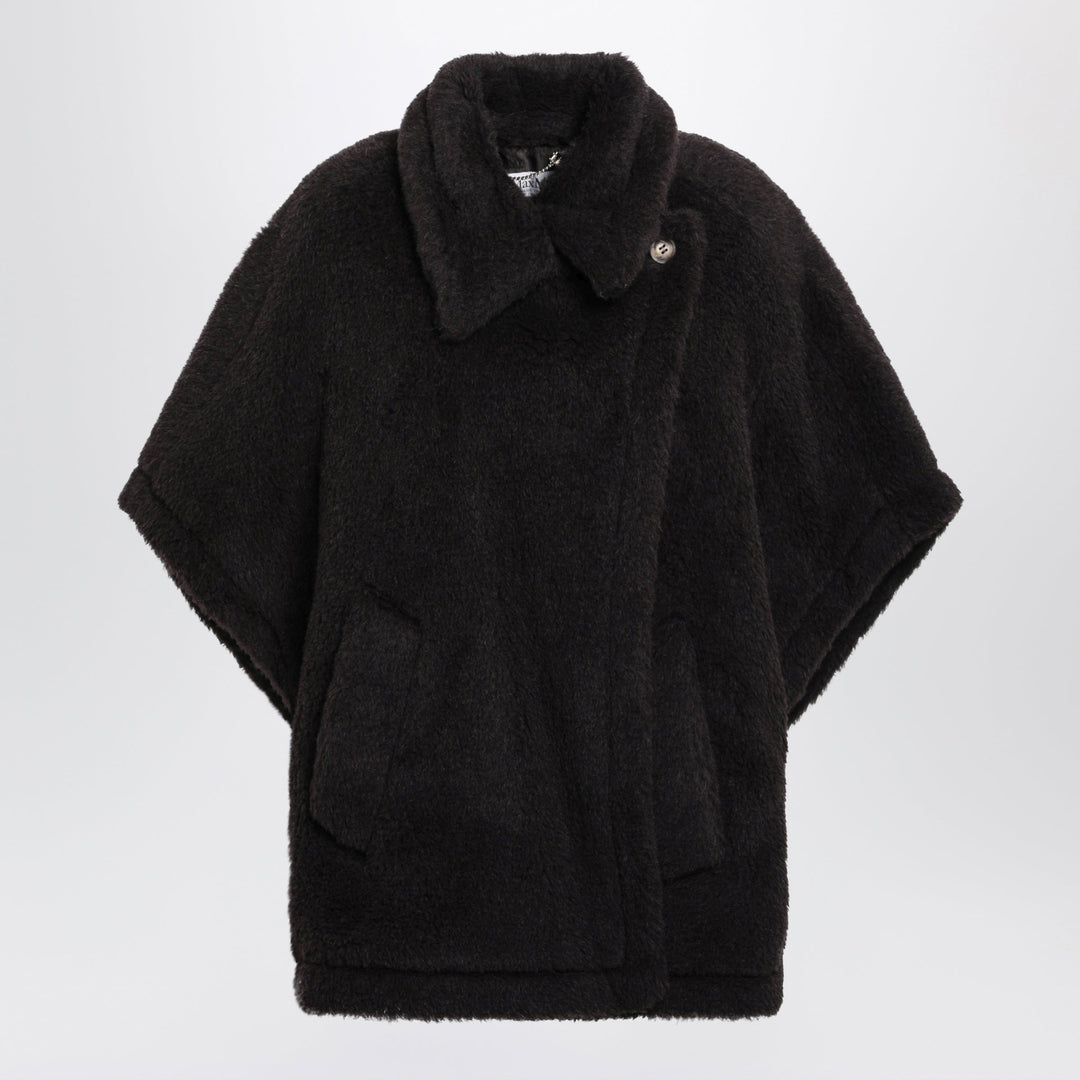 Max Mara Brown Cape In Alpaca And Wool Teddy Fabric