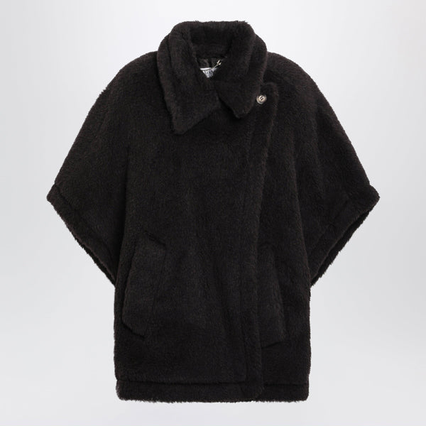 Brown Cape In Alpaca And Wool Teddy Fabric