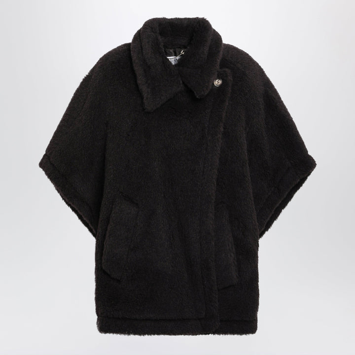 Max Mara Brown Cape In Alpaca And Wool Teddy Fabric