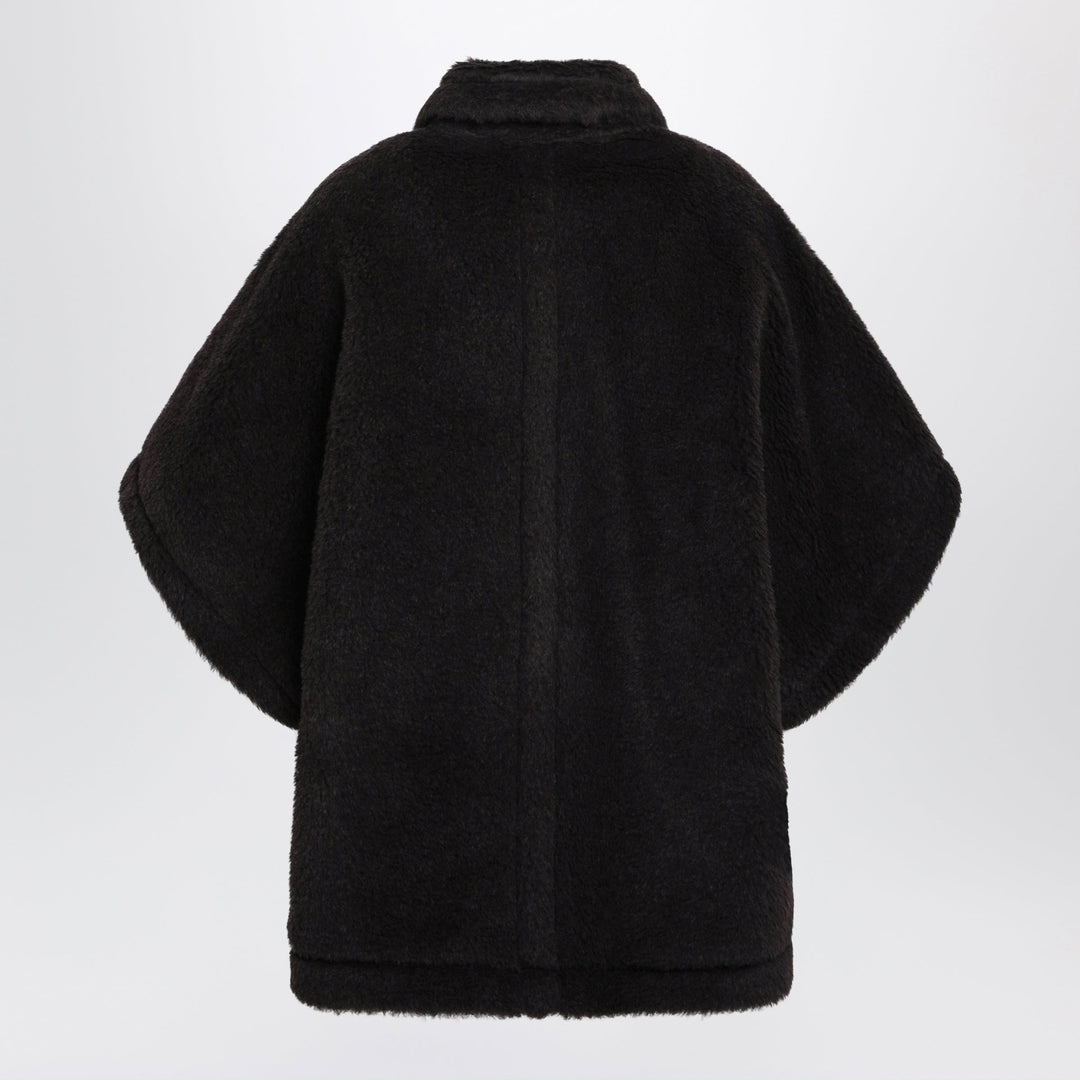 Max Mara Brown Cape In Alpaca And Wool Teddy Fabric