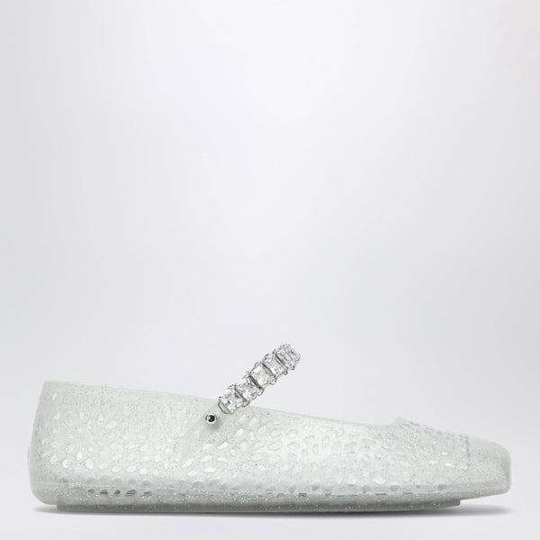The Jelly Transparent Ballet Flats With Crystals