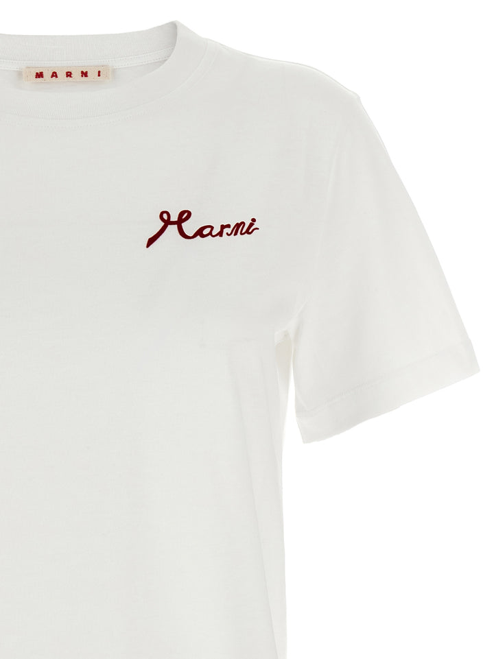 Marni Flocked Logo T-shirt - White | 646494858212d0abe4fd2e5c9abb8e9daf7f5f18