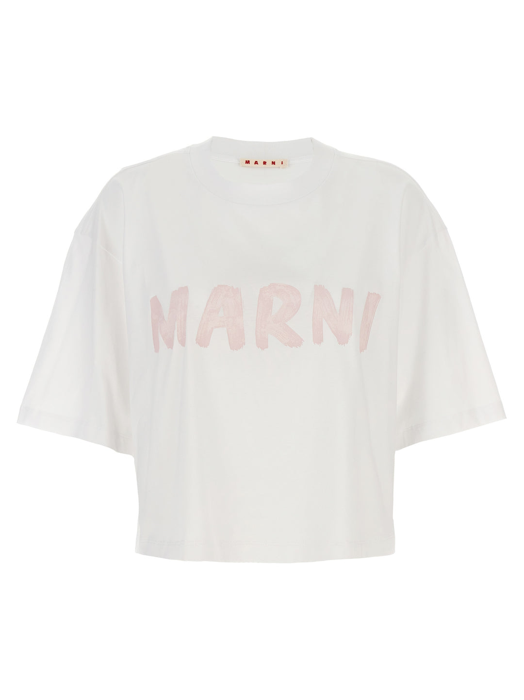 Logo Print Cropped T-Shirt White