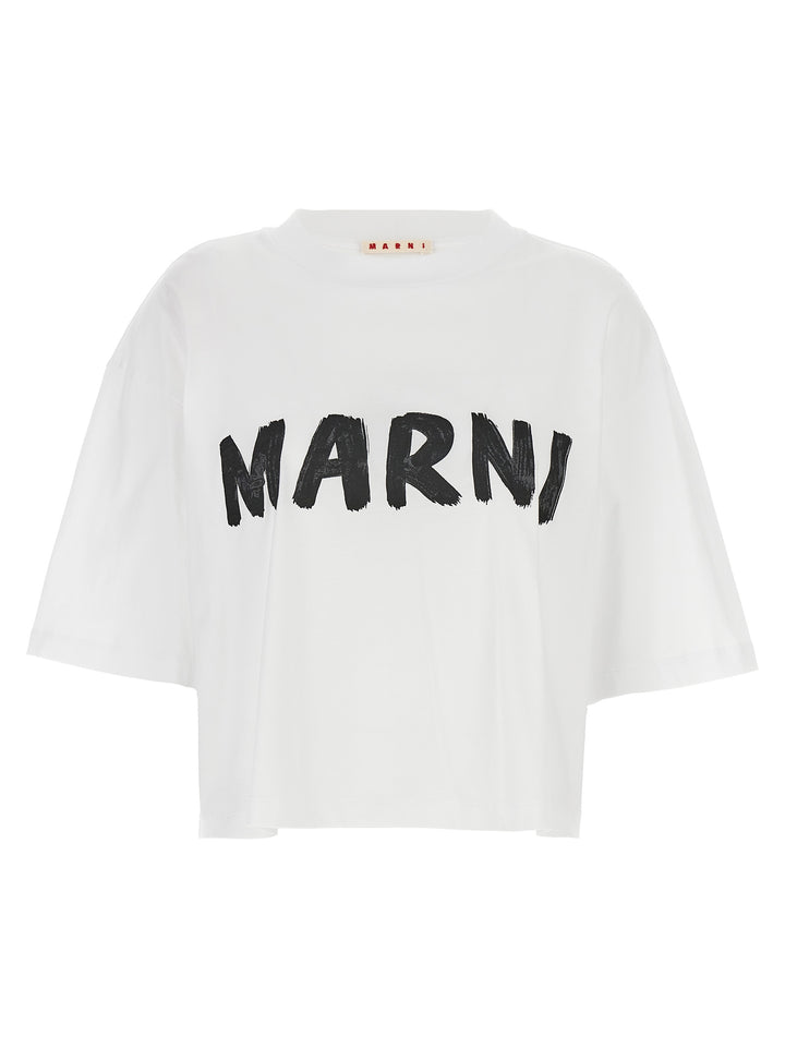 Logo Print Cropped T-Shirt White