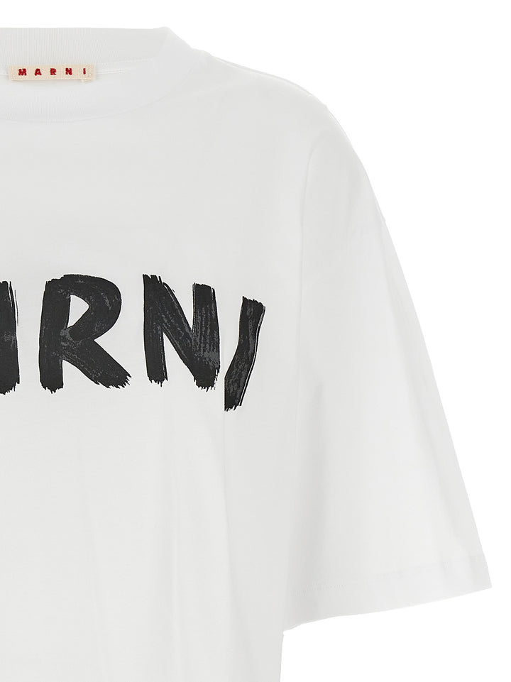 Logo Print Cropped T-Shirt White