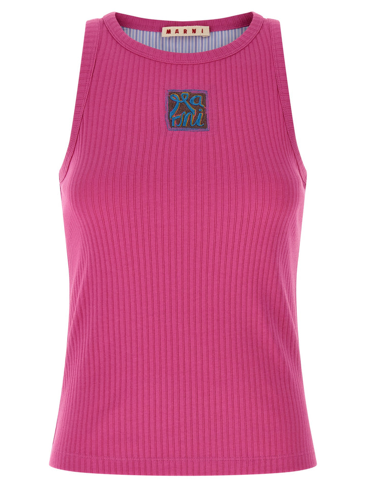 Marni Logo Patch Tank Top Tops - Fuchsia | 8d4492af0d47103a85c4f52e050f26a711c45de5
