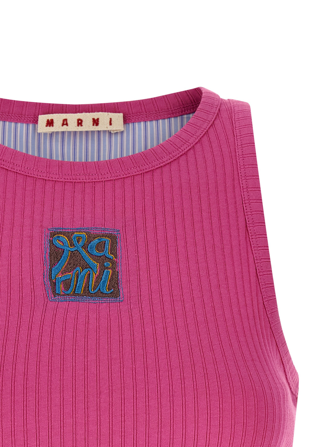 Marni Logo Patch Tank Top Tops - Fuchsia | 229ee529ca4506945de7516c10753d102def23fa